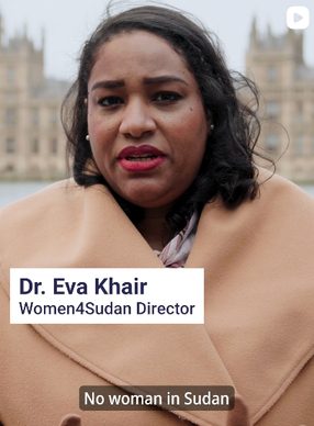 Dr Eva Khair, Women4Sudan director, in a campaign video